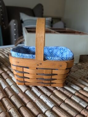 Longaberger 1997 Heartland Mini Chore Basket With Liner & Card